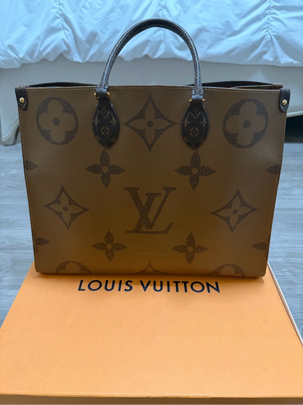 Louis Vuitton Brown Monogram Tote with Dark Trim
